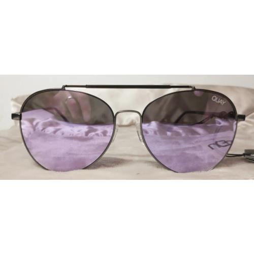 Quay Australia Lickety Split Gunmetal/purple Mirrored Flash Aviators