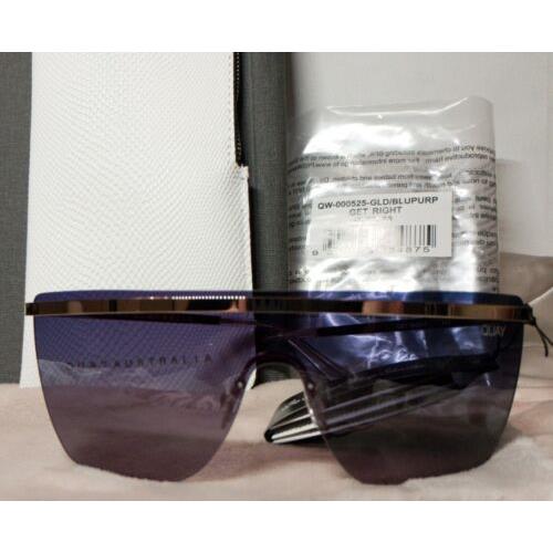 Quay Get Right Gold Frame/blue Purple Lens Sunglasses Special Case Rare