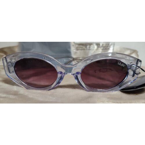 Quay See Me Smile Oval Sunglasses See Thru Blue/purple Lenses