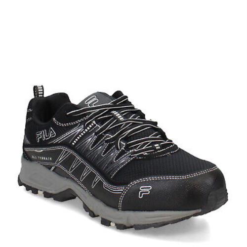 Men`s Fila Memory At Peake ST Trail Running Sneaker 1SH40240-010 Black/black/me - Black/Black/Metallic Silver