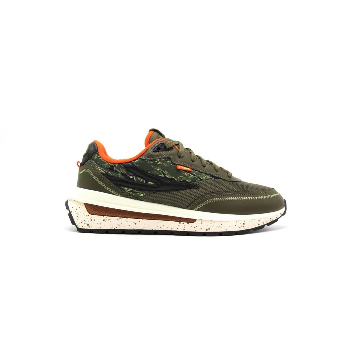 Men Fila Renno Camouflage Green Retro Edition Running Lace UP Sneakers - CAMOUFLAGE GREEN ORANGE