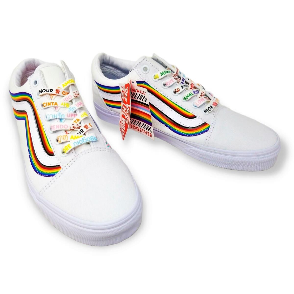 Vans - Old Skool - Pride Rainbow Skate Sneaker - White / Rainbow / True White