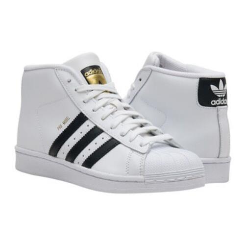 Adidas Big Kids Originals Pro Model Sneaker White/black S85962 Shell Toe 3.5-4
