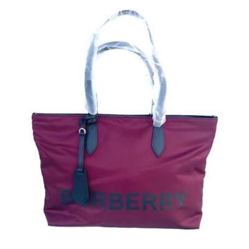 Burberry LL MD Nylon and Leather Tote Bag in Dark Red Made in Italy