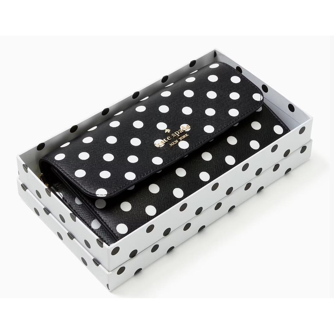 Kate Spade Cheers Phone Wristlet Wallet Bag Clutch Black White Dot