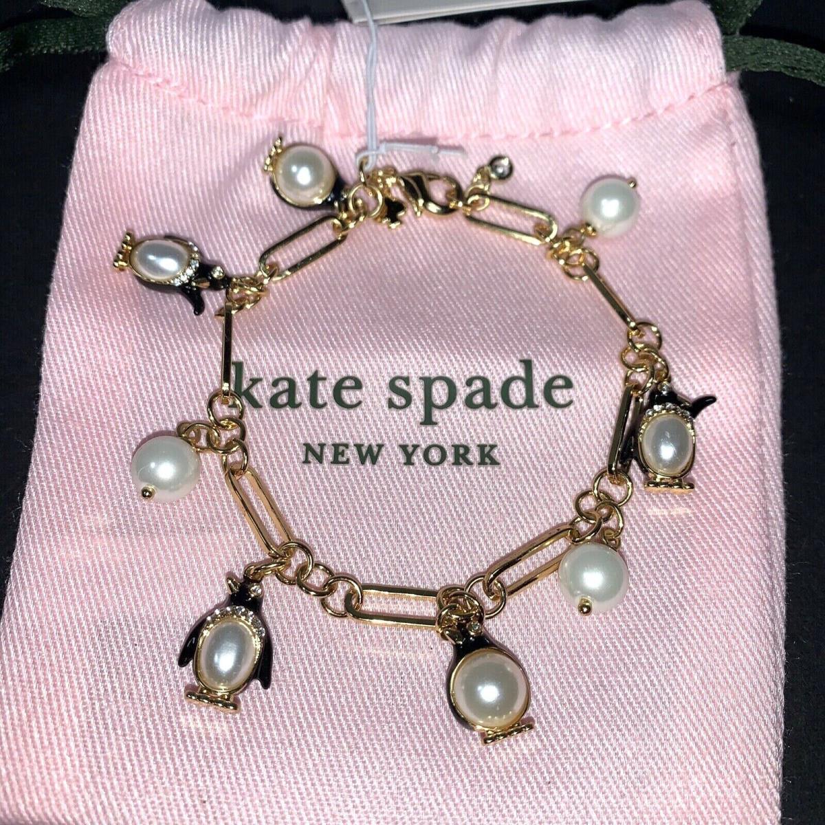 Kate Spade Arctic Friends Penguin and Pearls Charm Bracelet