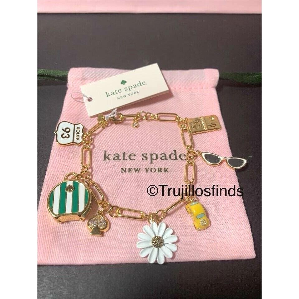 Kate Spade Off We Go Travel Charm Bracelet New