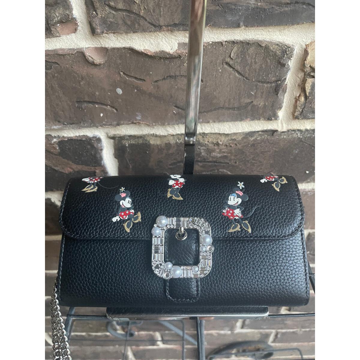 Kate Spade Disney Minnie Mouse Clutch Crossbody Pearl Buckle Black Multi