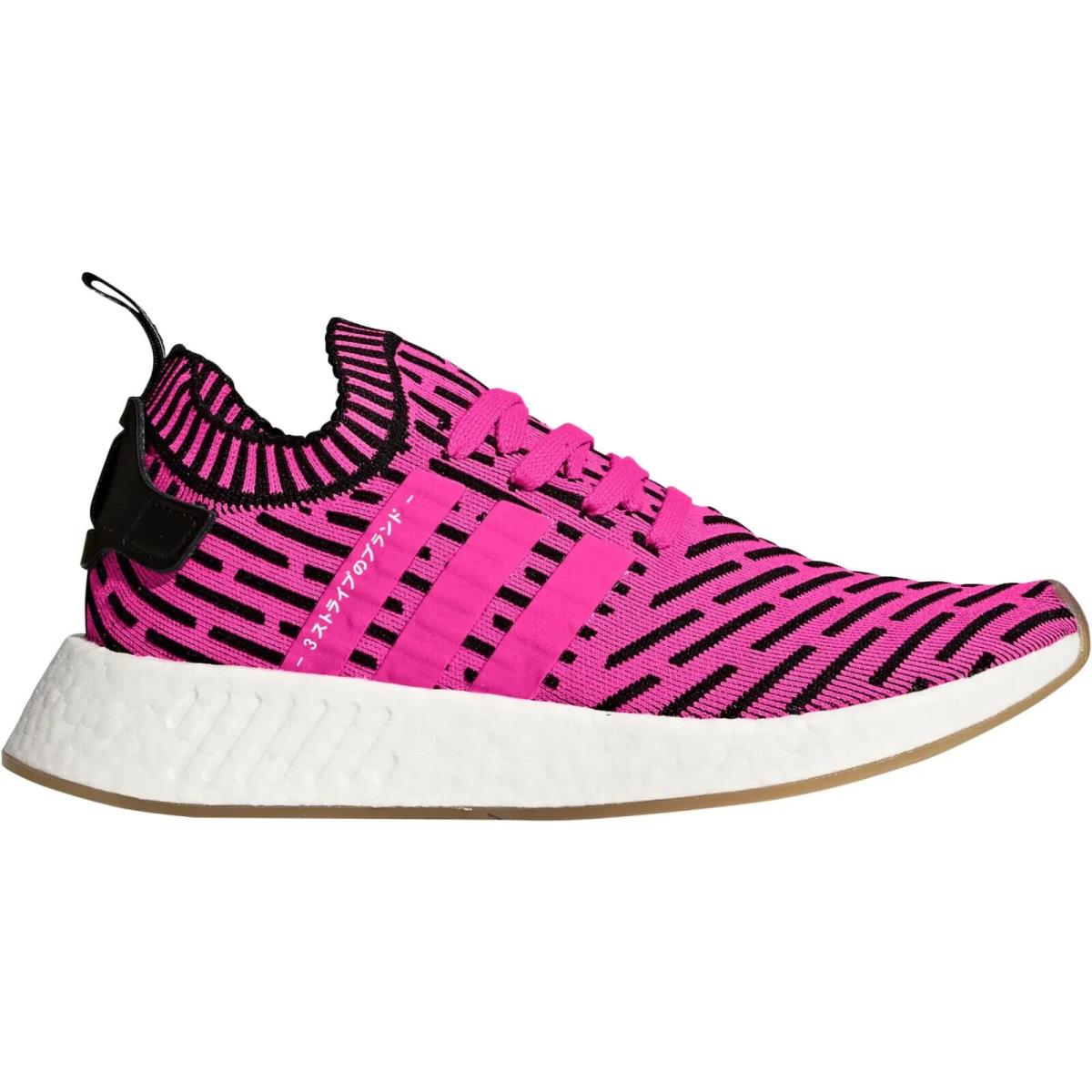 Adidas Nmd R2 PK Primeknit Pink Black Mens Size 10.5 Running Sneakers BY9697