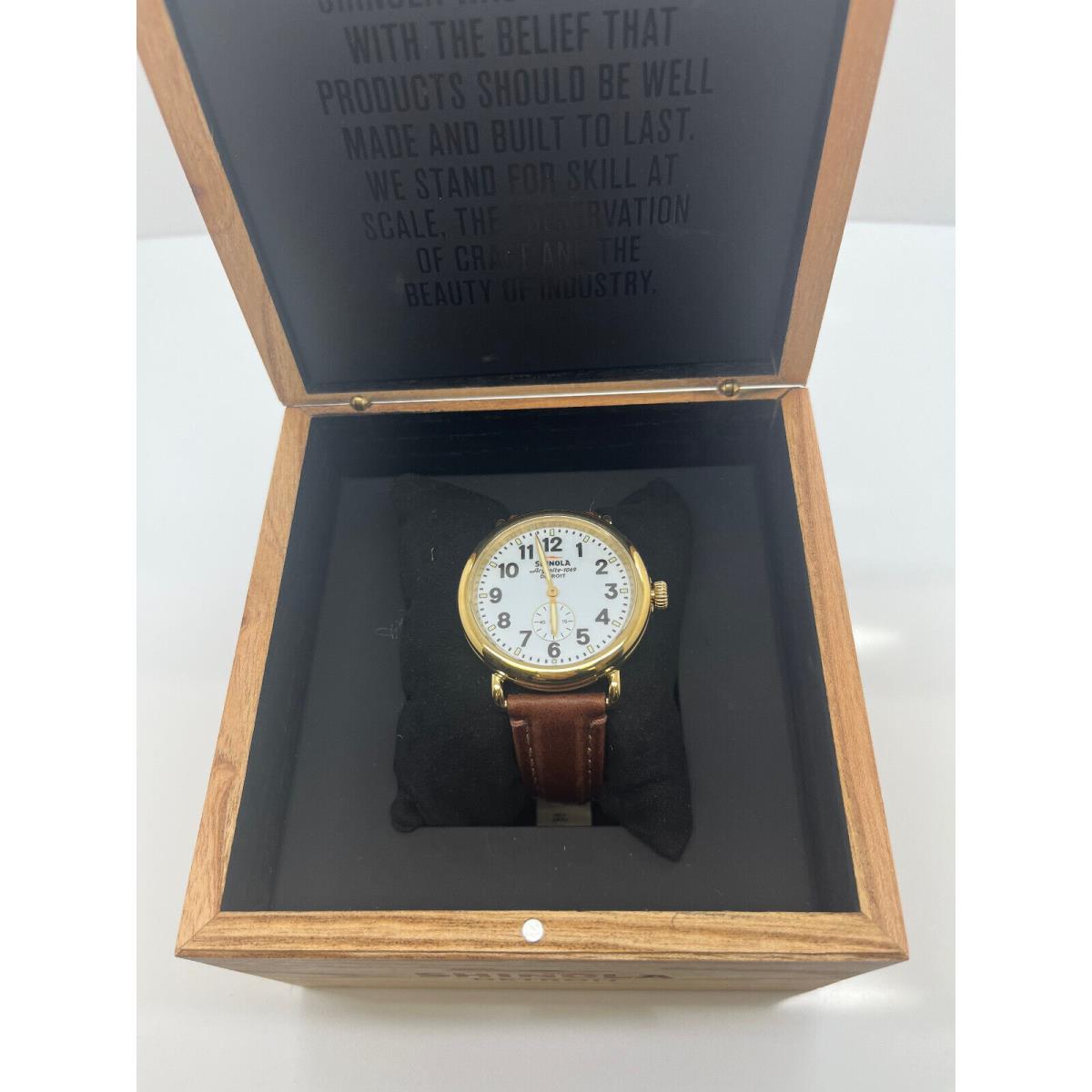 Shinola The Runwell White Dial Brown Leather Strap Watch 41mm S0120266280