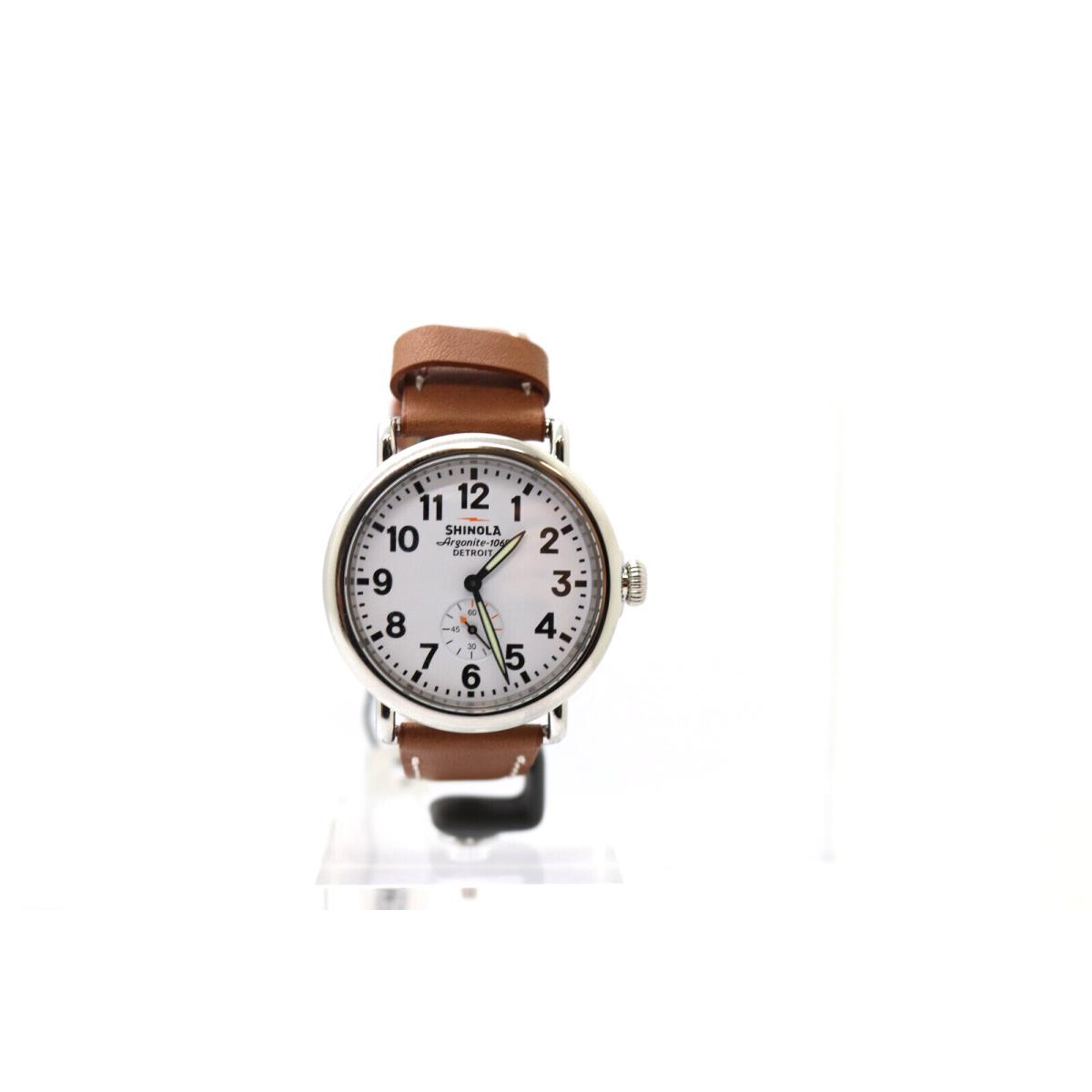 Shinola The Runwell 41mm White Dial Leather Strap Watch S012022629