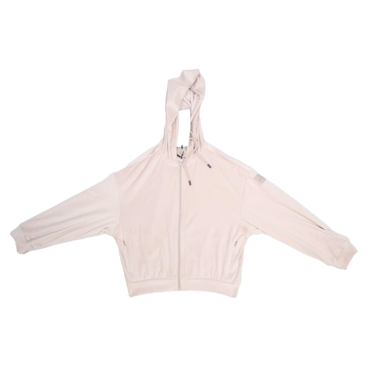 Alo Velour Glimmer Full Zip Hoodie Dusty Pink Hooded Track Jacket Sweatshirt XS