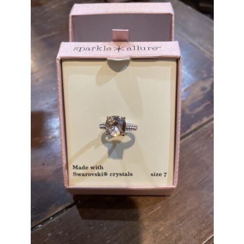 Sparkle Allure Swarovski Crystals 18kt Rose Gold Plated Pink Ring Size 8
