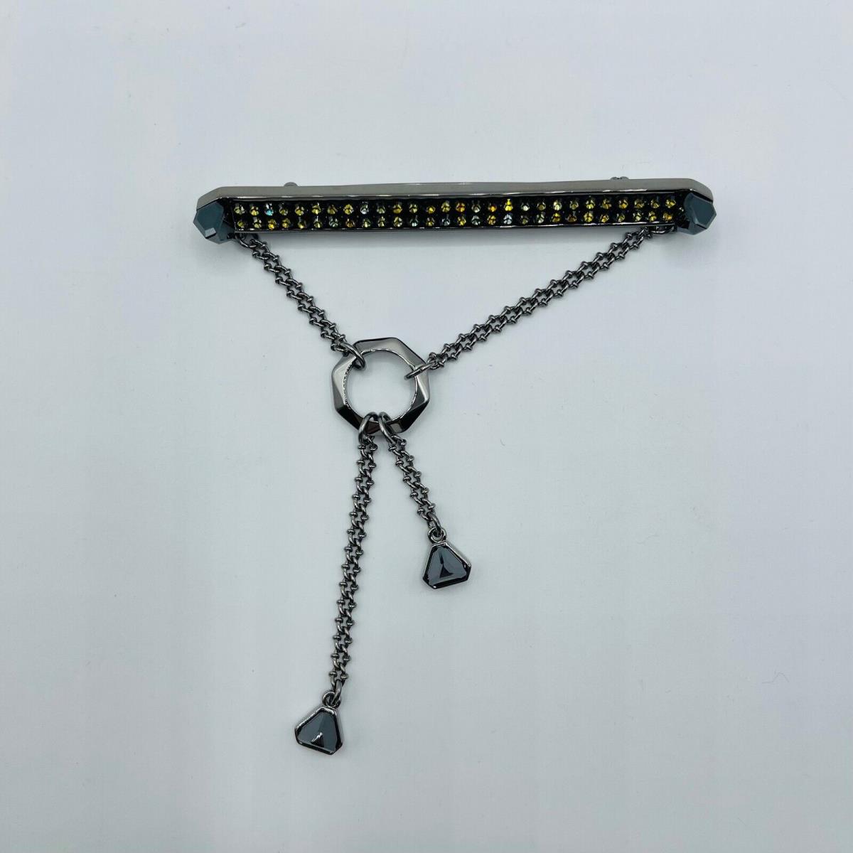 Swarovski Duel Jet Jewel Encrusted Black Bar Brooch Pin 910884