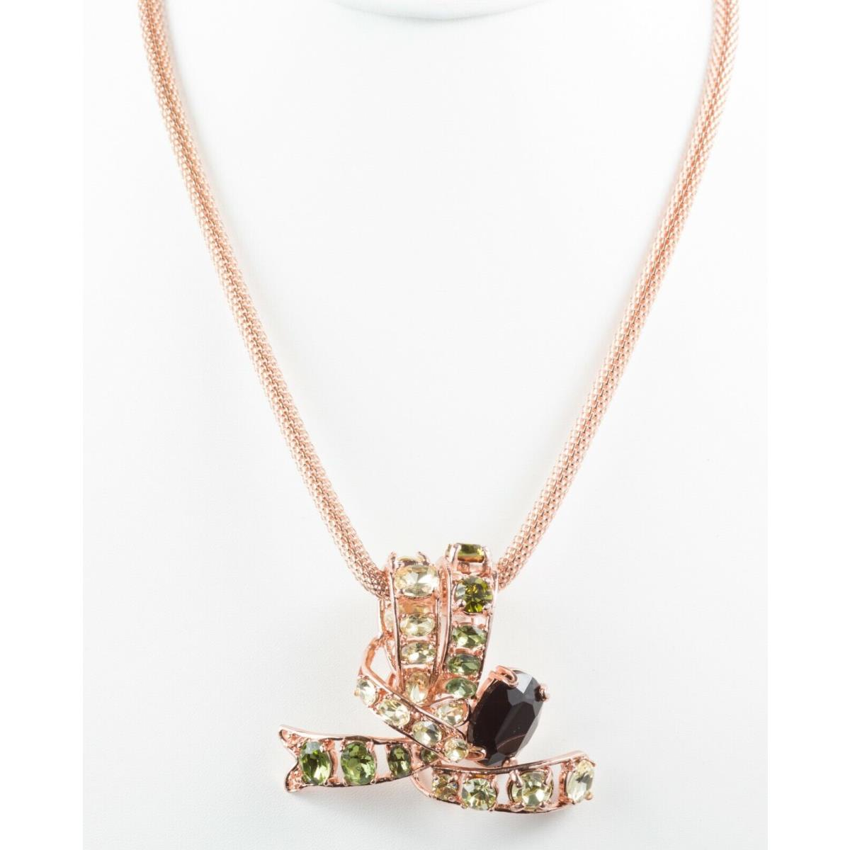 Roco by Rodrigo Otazu Pink Tone Necklace Pendant Multi Rhinestones Swarovski