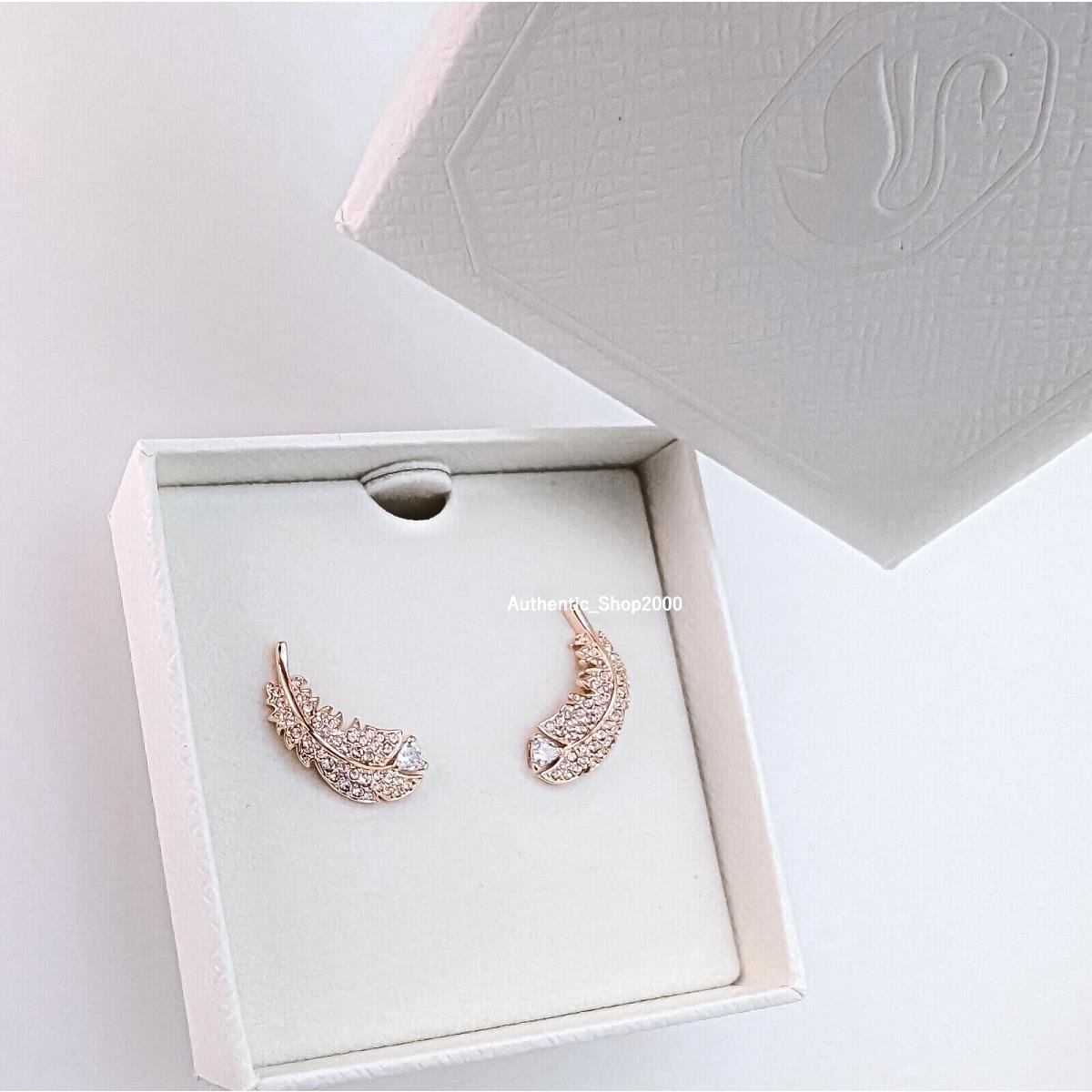 Swarovski Pave Crystals Feather Nice Stud Earrings 5663490