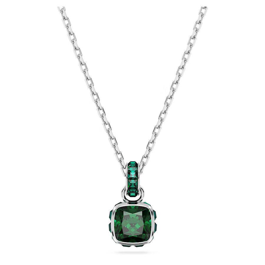 Swarovski Birthstone Pendant Square Cut May Green Rhodium Plated 5651793