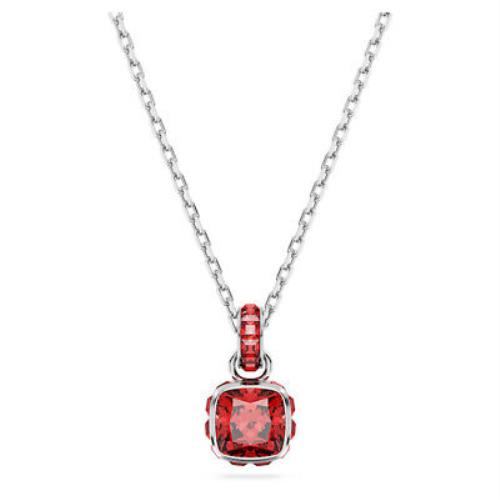 Swarovski Birthstone Pendant Square Cut July Red Rhodium Plated 5652043