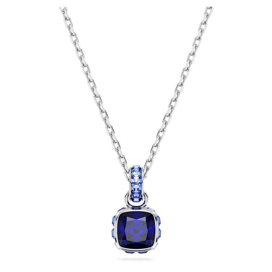 Swarovski Birthstone Pendant Square Cut September Blue Rhodium Plated 5651790