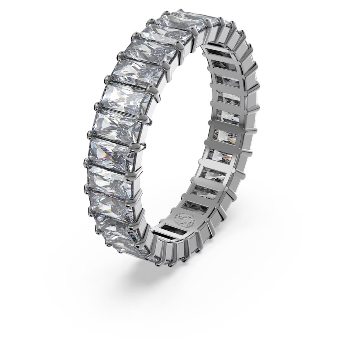 Swarovski Matrix Ring Baguette Cut Gray Ruthenium Plated 5648918 Size 7 / 55