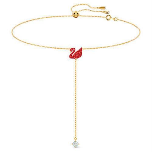 Swarovski Iconic Swan Y Necklace Swan Red Gold-tone Plated -5527408