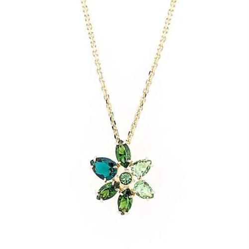 Swarovski Gema Pendant Mixed Cuts Flower Green Gold-tone Plated 5658399