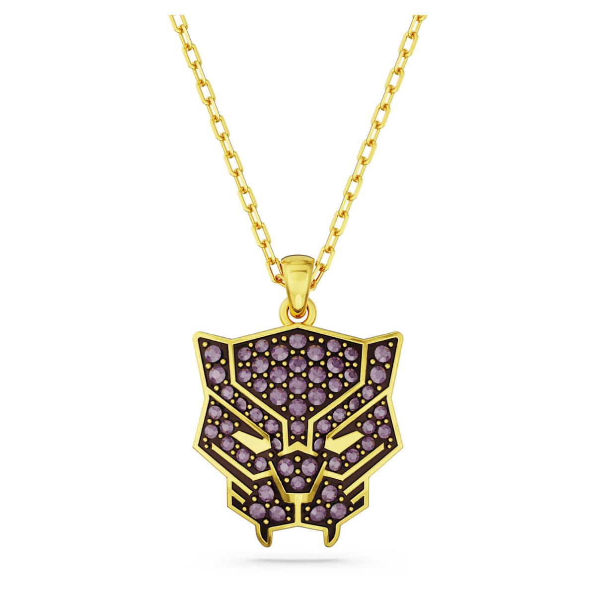 Swarovski Marvel Black Panther Pendant Purple Gold-tone Plated -5650574