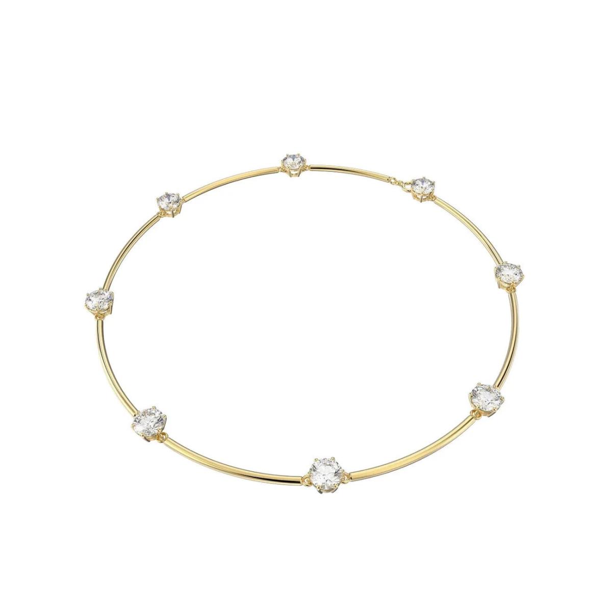 Swarovski Constella Necklace Round Cut White Shiny Gold-tone Slightly Damage Box
