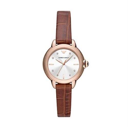 Emporio Armani Women`s Three-hand Brown Leather Watch Model AR11525