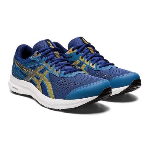 Asics Men`s Lightweight Breathable Running Sneakers Med and Extra Wide Width Blue Yellow
