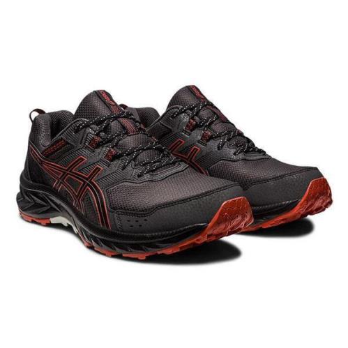 Asics Men`s Lightweight Breathable Trail Running Sneakers Med Extra Wide 4E Dark Gray Red