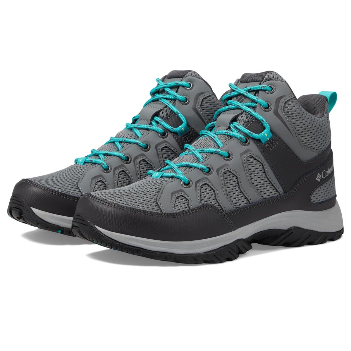 Woman`s Hiking Columbia Granite Trail Mid Waterproof Ti Grey Steel/Bright Aqua