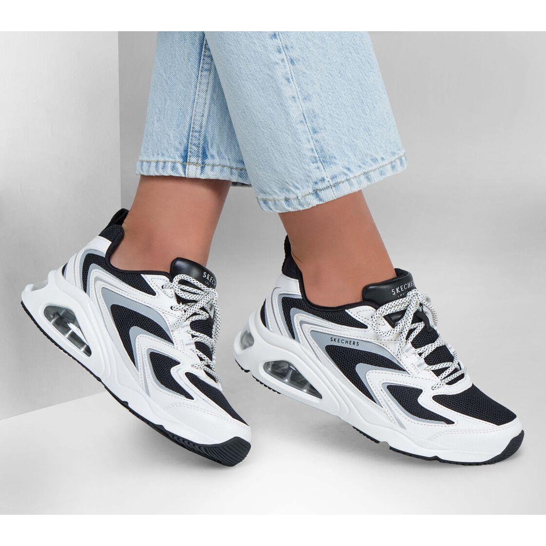 Woman Skechers Tres Air Uno Street Fl Air 177424 Color White/black