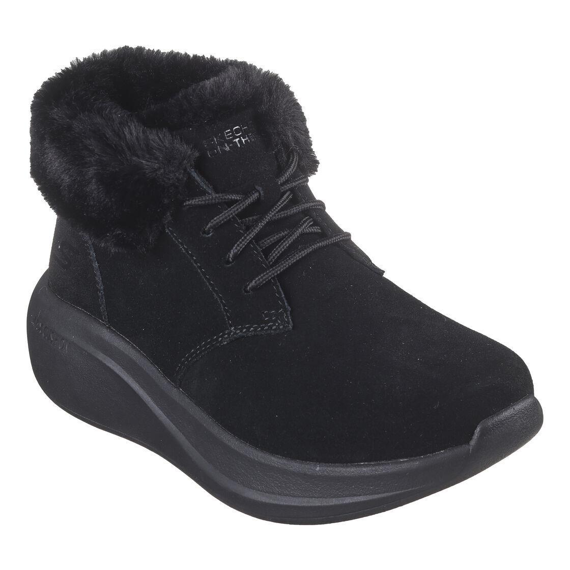 Woman Skechers Max Cushioning Essential Snuggle Up Boot 144677 Black