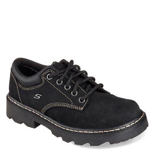 Women`s Skechers Parties Mate Oxford 45120-BKS Black Leather Synthetic