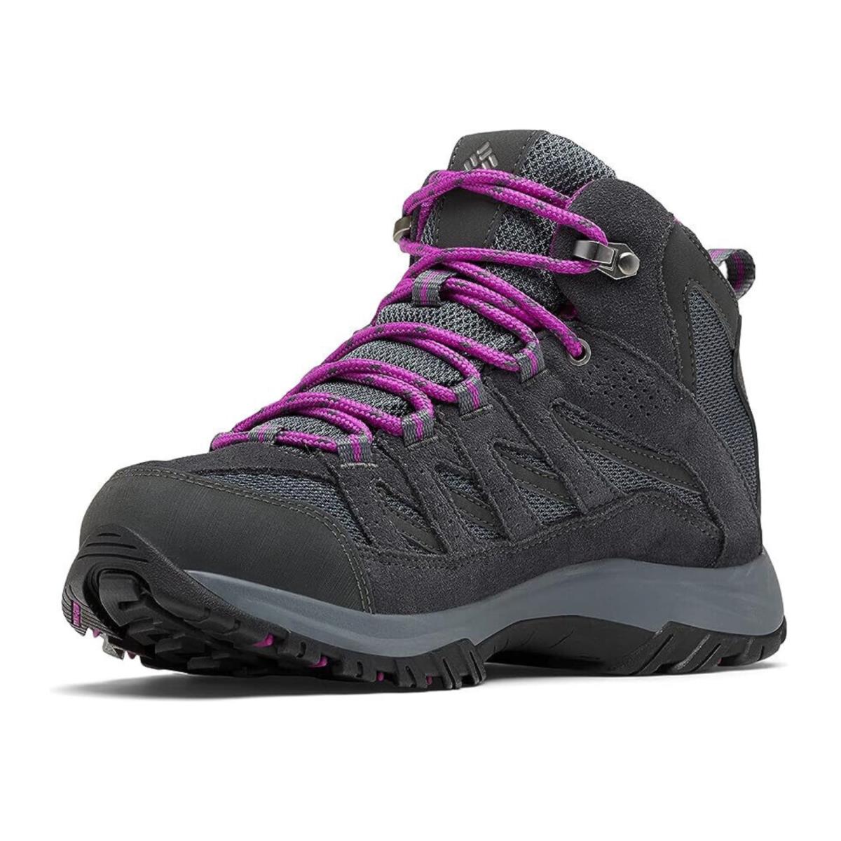 Columbia Crestwood Hiking Boots 10.5 Women Mid Waterproof Grey Purple BL5371