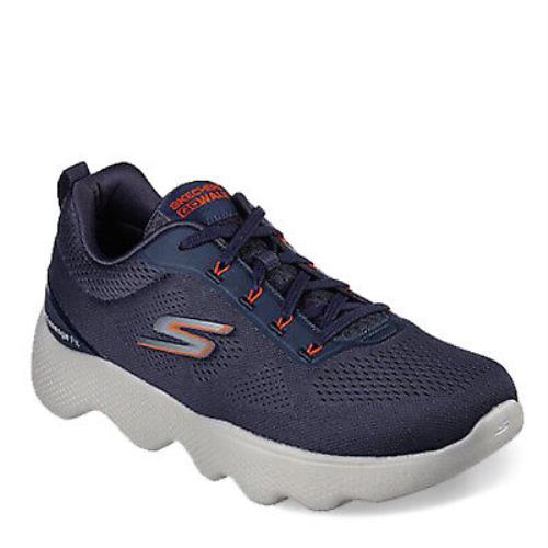 Men`s Skechers GO Walk Massage Fit Sneaker 216404-NVOR Navy Orange Mesh Synthet - NAVY ORANGE