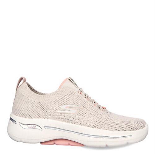 Women`s Skechers GO Walk Arch Fit - Crystal Waves Sneaker 124882-TPPK Taupe/p