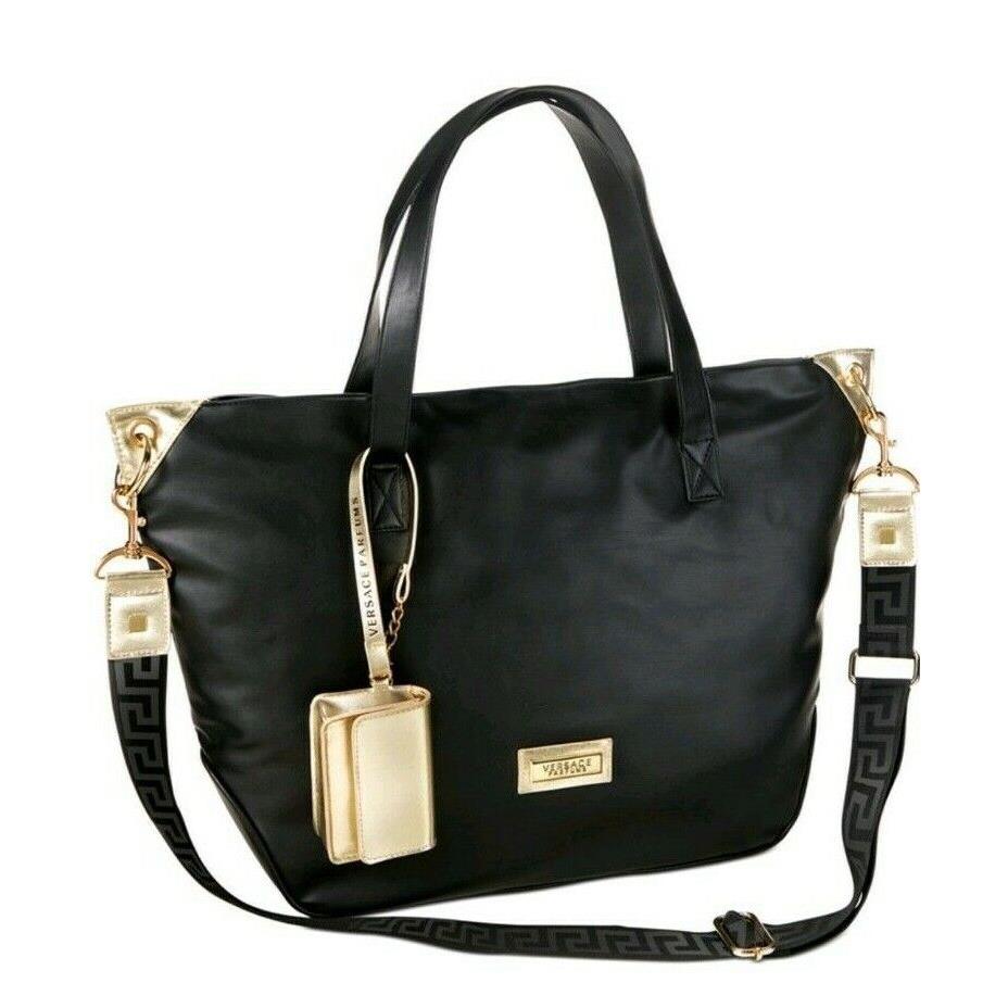 Versace Womens Black/gold Handbag Purse Versace Perfume Tote