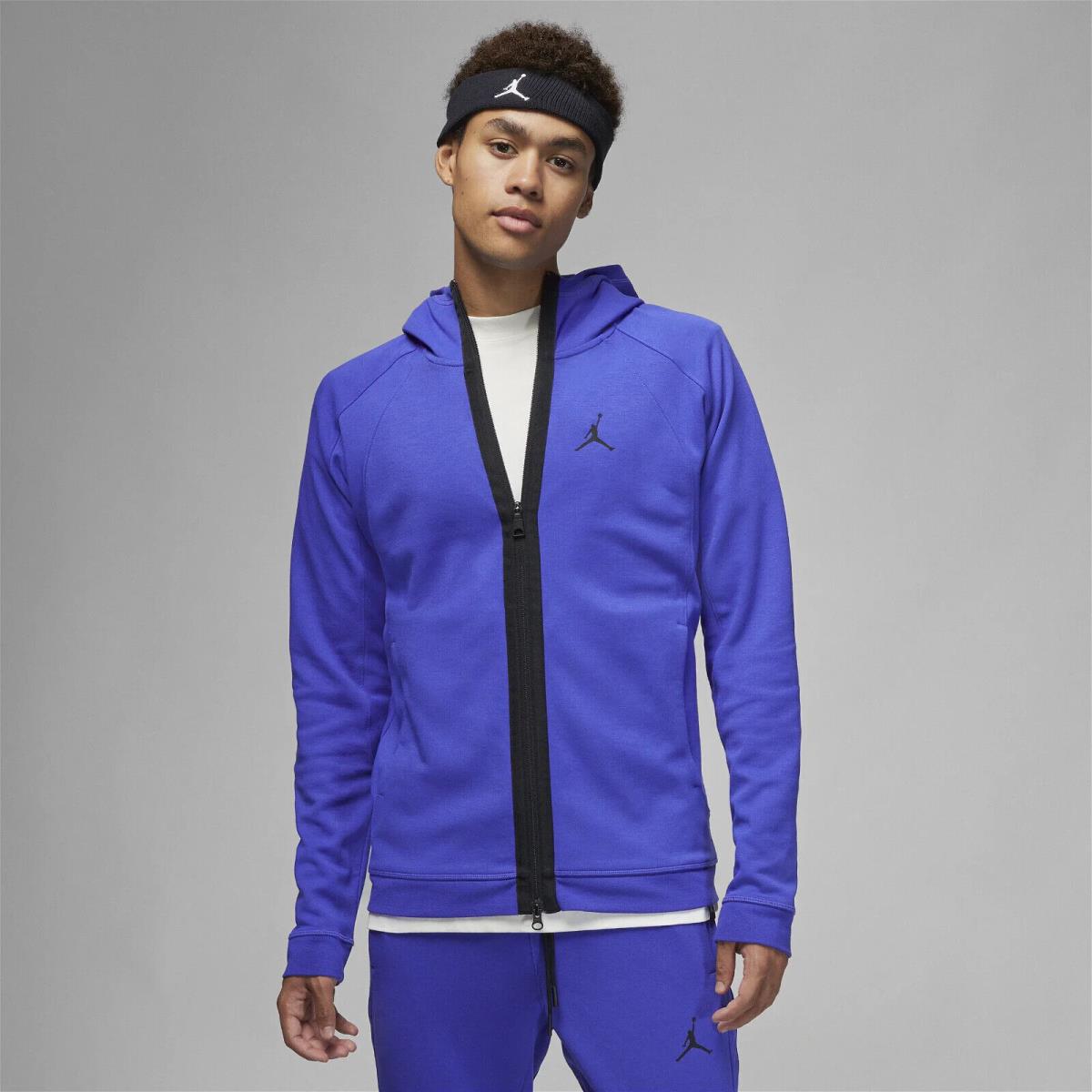 Nike Air Jordan Dri-fit Men`s Medium Fleece Full Zip Hoodie Blue XL DV9783-430