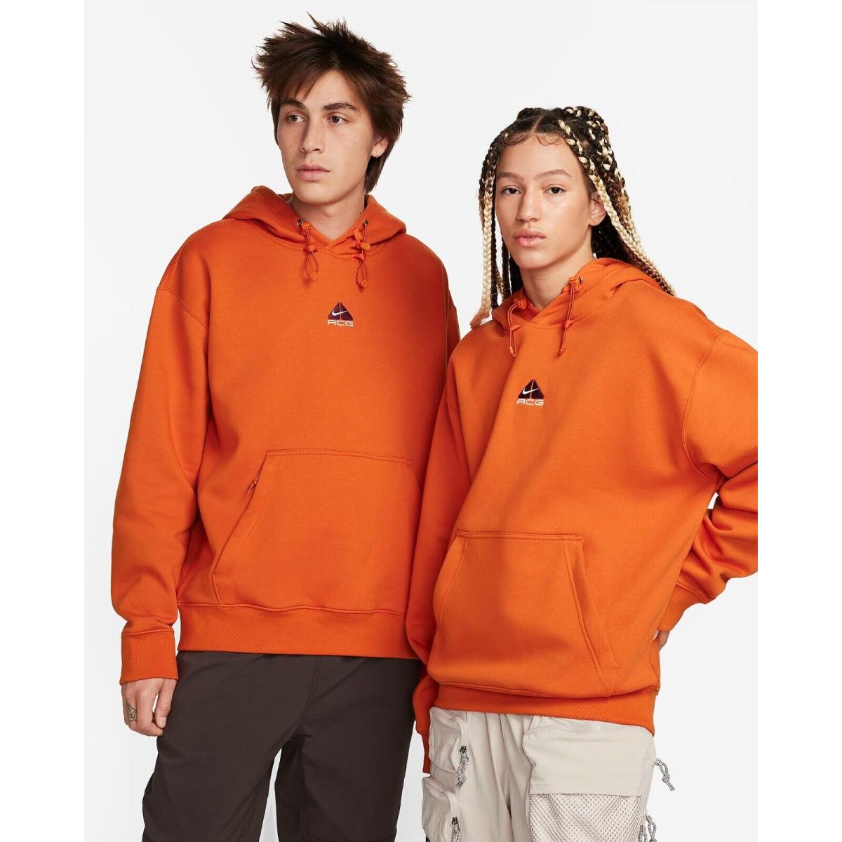 Nike Acg Therma-fit Fleece Pullover Hoodie Sweatshirt Orange Size L DH3087-893