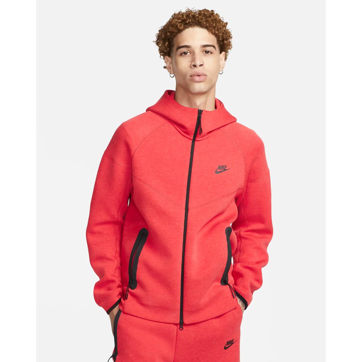 Nike Sportswear Tech Fleece Windrunner Men`s Full-zip Hoodie Red XL FB7921-672