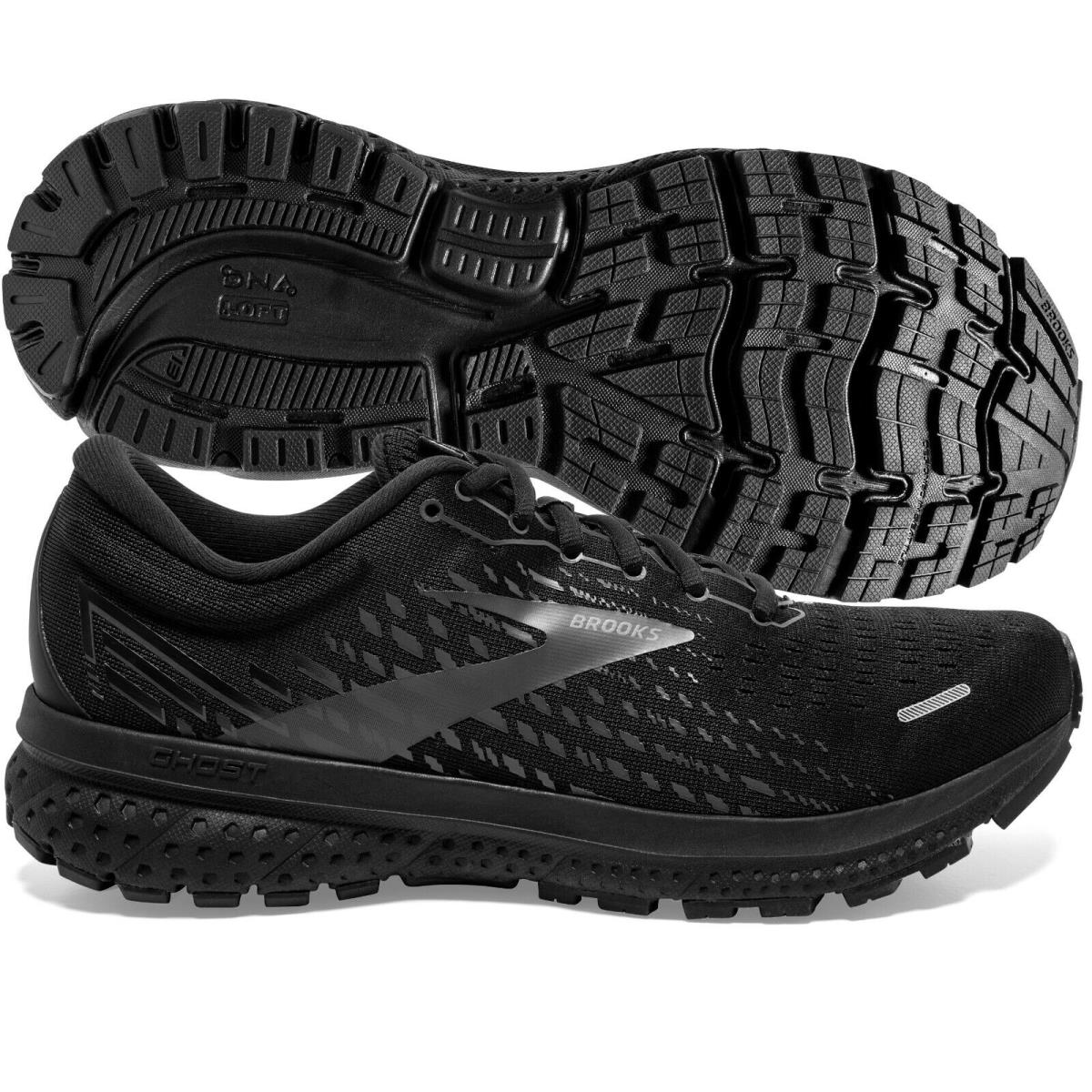 Brooks Men`s Ghost 13 Running Shoe - Black/black - Size 9 Wide / 2E