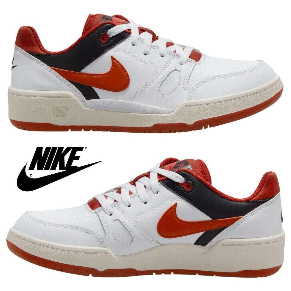 Nike Full Force Low Top Men`s Sneakers Sport Comfort Athletic Shoes White Red