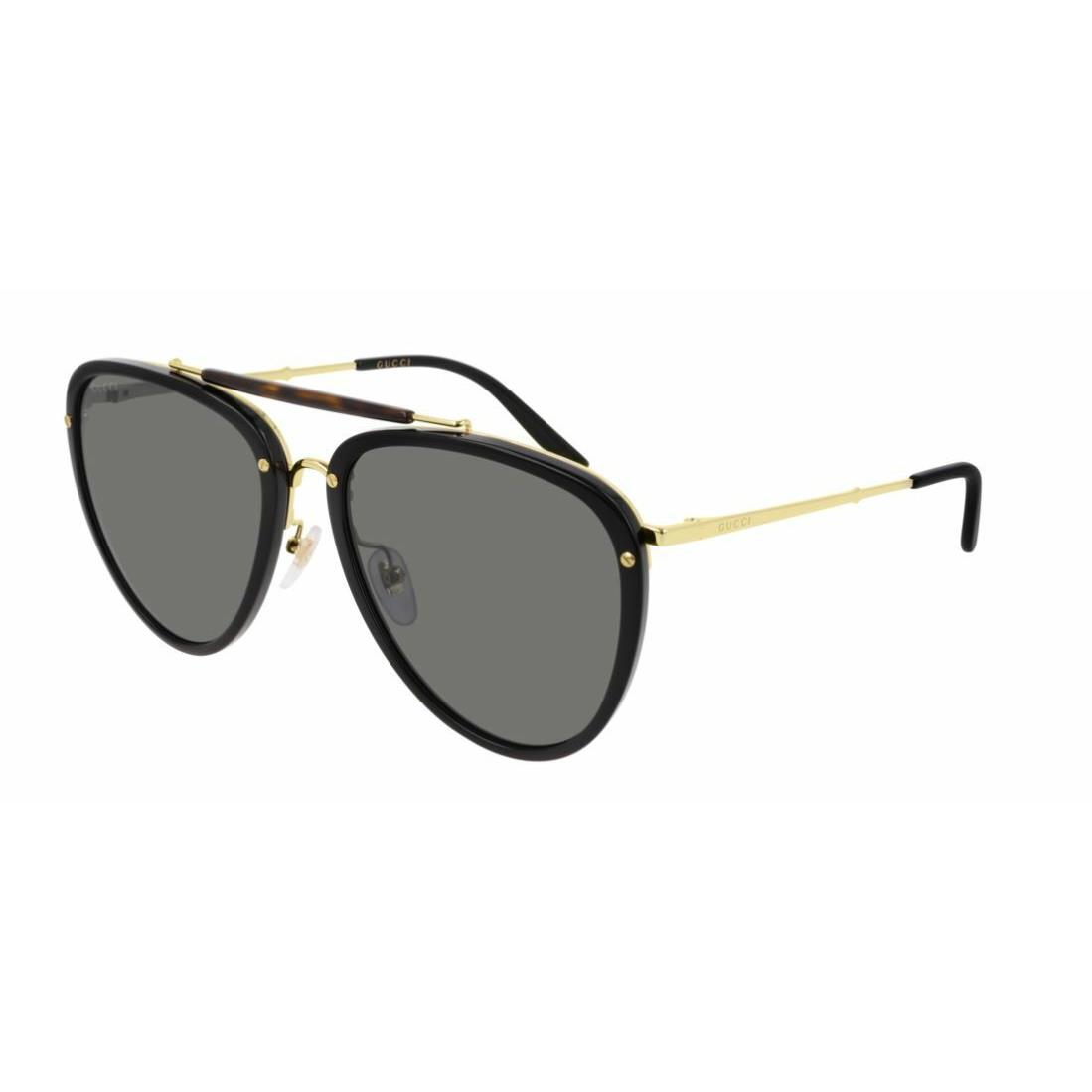 Gucci Aviator Gold/black/gray Men`s 58mm Sunglasses GG0672S-001 58