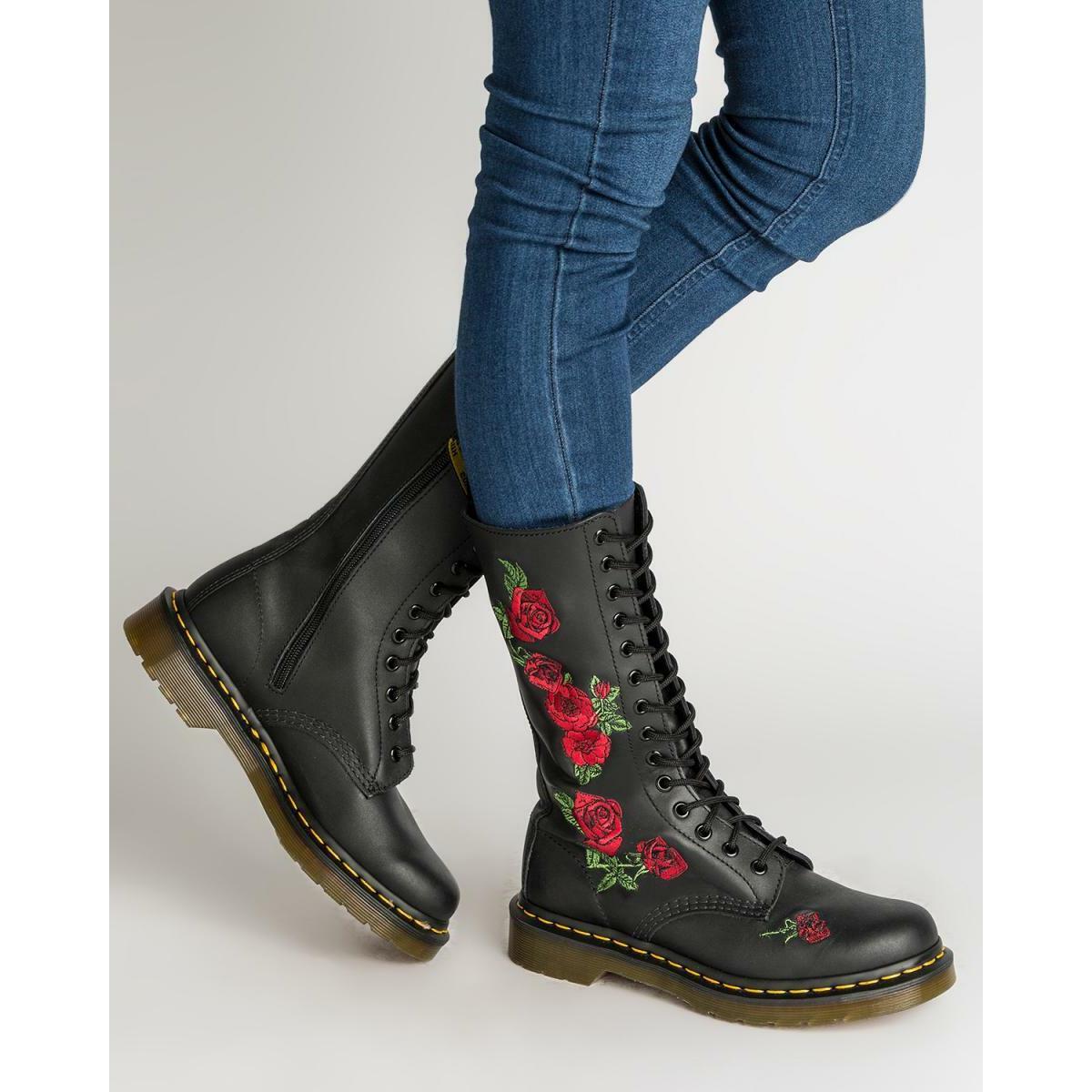 Dr. Martens 1914 Vonda Floral Embroidered 14 Eye Zip Boots