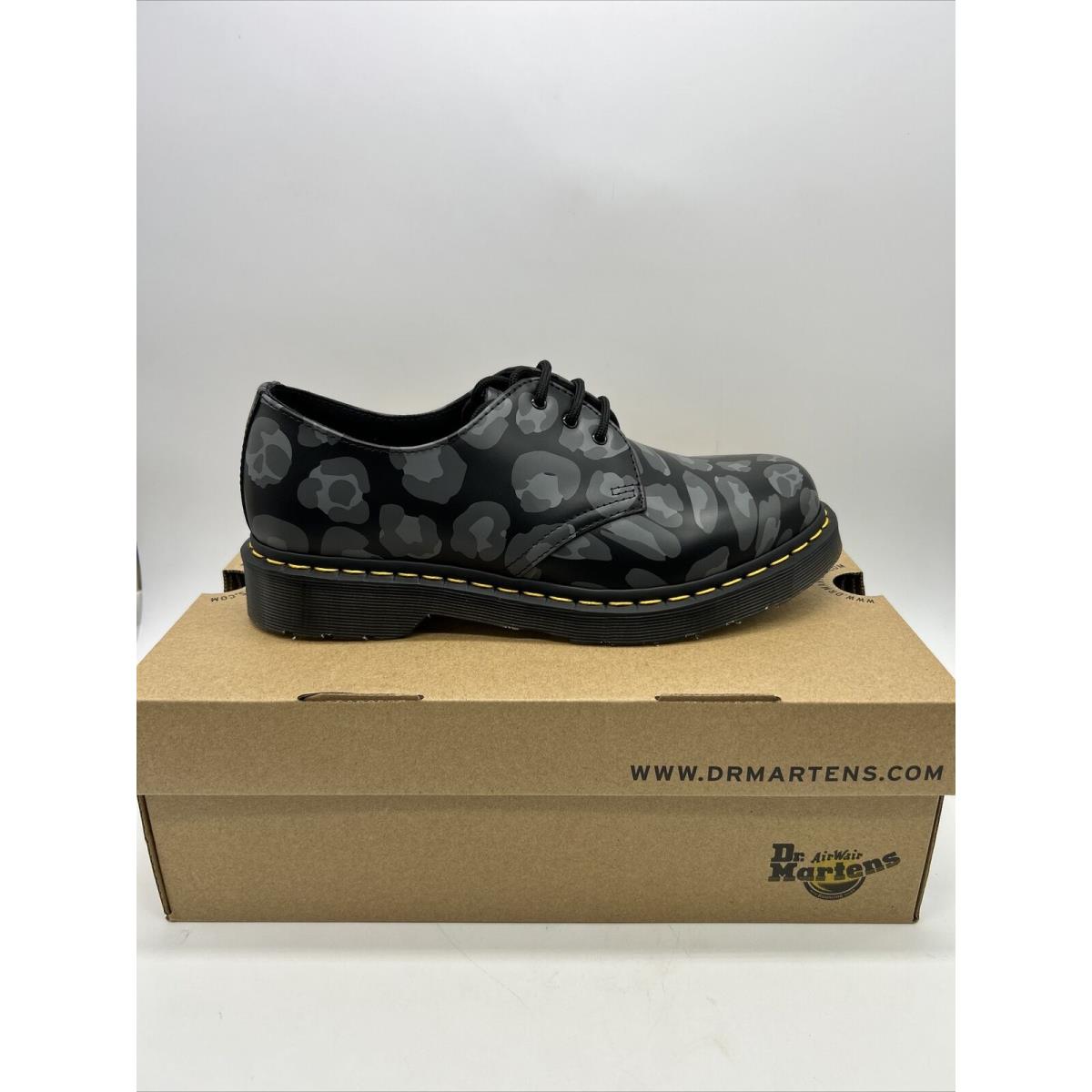 Dr Martens Distorted Leopard Smooth Print Oxford 1461 Black Unisex Men s 8