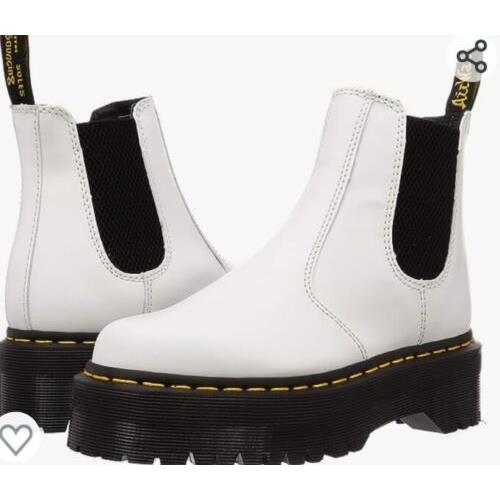 Dr Martens 2976 Womens Size 5 Quad Smooth Leather White Platform Boots