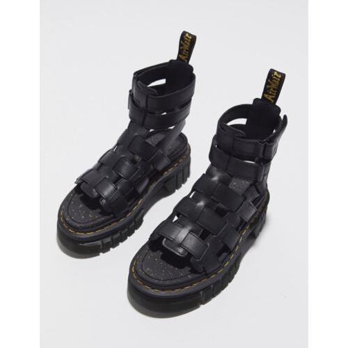 Dr Martens Ricki Nappa Lux Leather Platform Gladiator Sandals Size 10 Black
