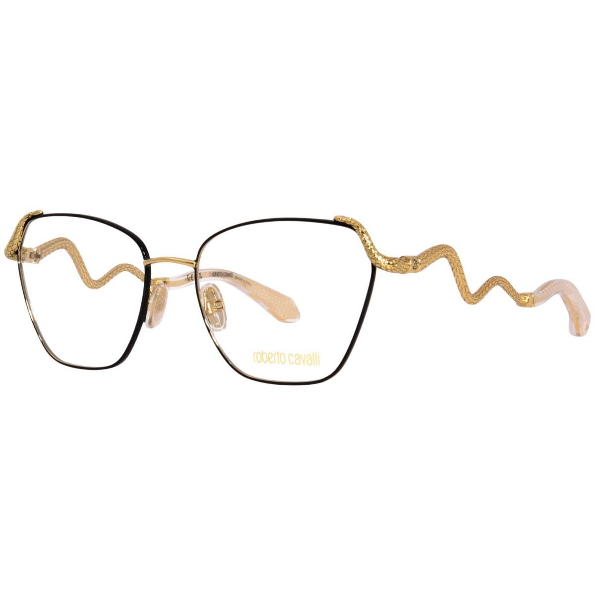 Roberto Cavalli Eyeglasses VRC021 0A01 Black Gold Full Rim Frames 54MM Rx-able